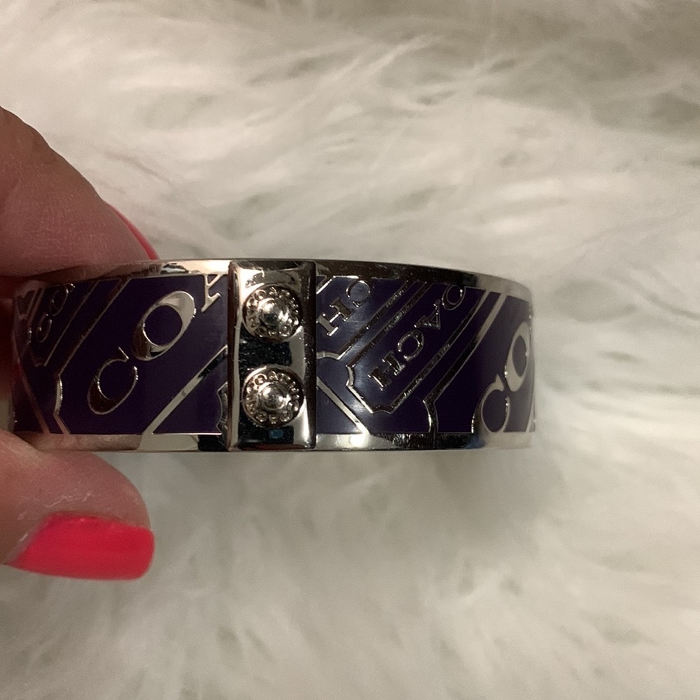 Coach Signature Purple and Silver Double Bangle